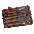 5 Piece Wood Handle Barbecue Set in Zippered Nylon Case (3-5 Days)